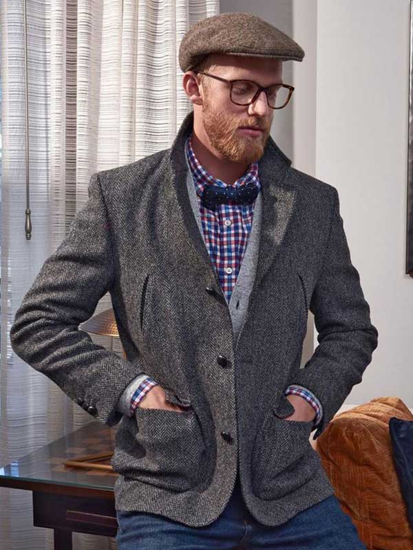 Kauwgom Omleiding Boren Harris Tweed Utility Jacket Grijs Visgraat - Harris Tweed Shop