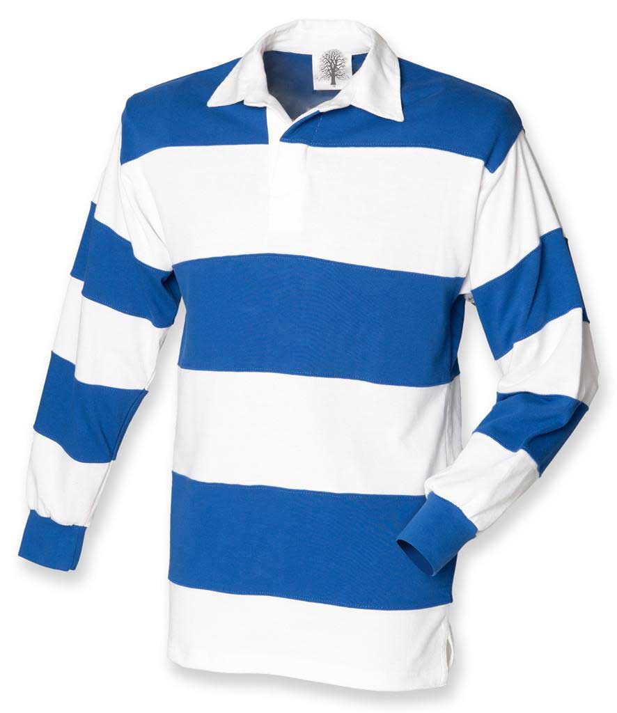 Citaat Jet vasthouden Classic Rugby Shirt, blauw wit gestreept - Harris Tweed Shop