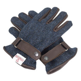 Harris-Tweed-Handschoenen-Blauw-visgraat1