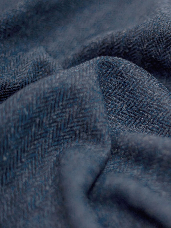 Harris Tweed Vestje Tailor Zonder Revers In Blue Herringbone - Afbeelding 3