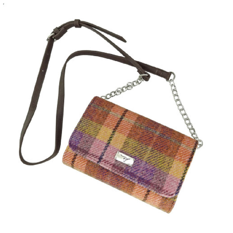Harris_Tweed__Strathy__Wallet_Shoulder_Bag_in_Peach_and_Purple_Tartan