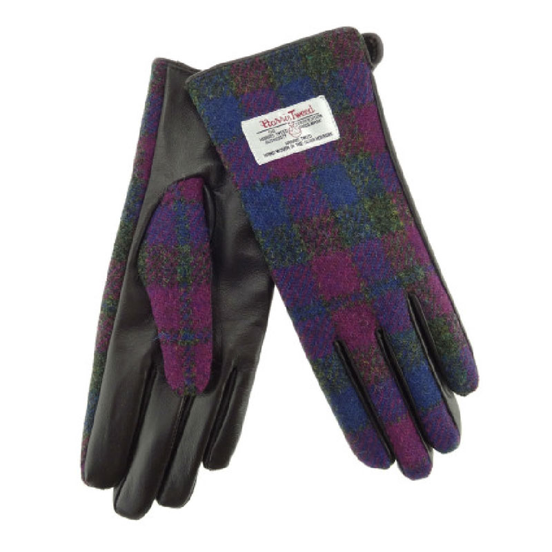 Ladies_Brown_Leather___Tweed_Gloves_in_Heather_Check