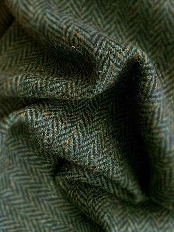 Harris Tweed Vestje "Wales" Met Revers In Green Island Herringbone - Afbeelding 3