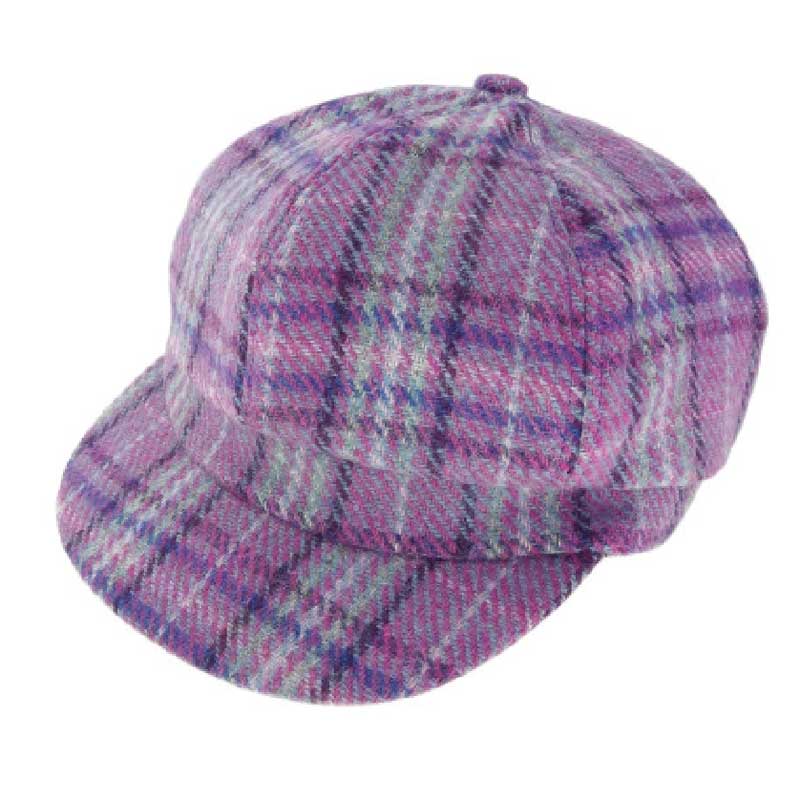 Harris_Tweed_One_Size_Ladies_Cap_in_Purple_and_Mint_Check
