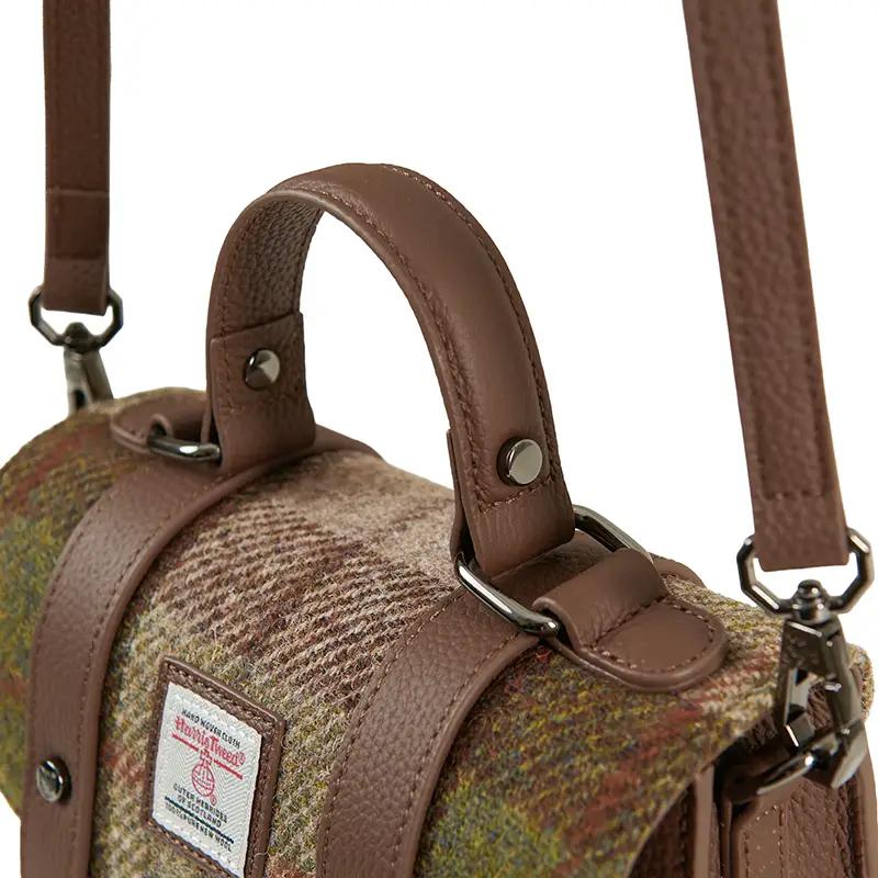 Harris Tweed Clutch, The Leather Mini Satchel, Islander, Chestnut Tartan - Afbeelding 3