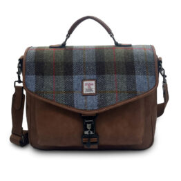 Harris Tweed The Laptop Satchel, Chestnut Blue Tartan