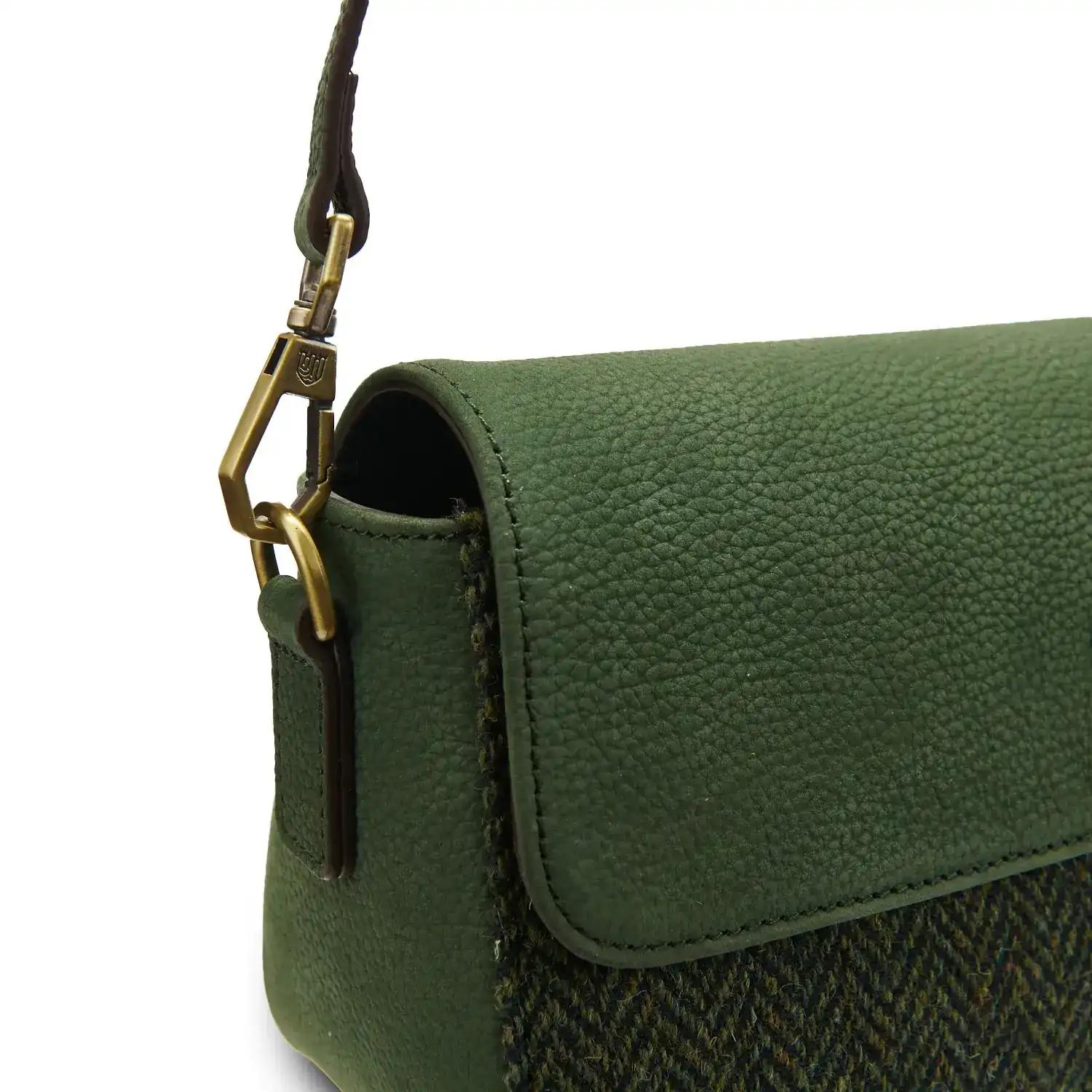 Harris Tweed Clutch, The Caithness, Islander, Dark Green Herringbone - Afbeelding 4