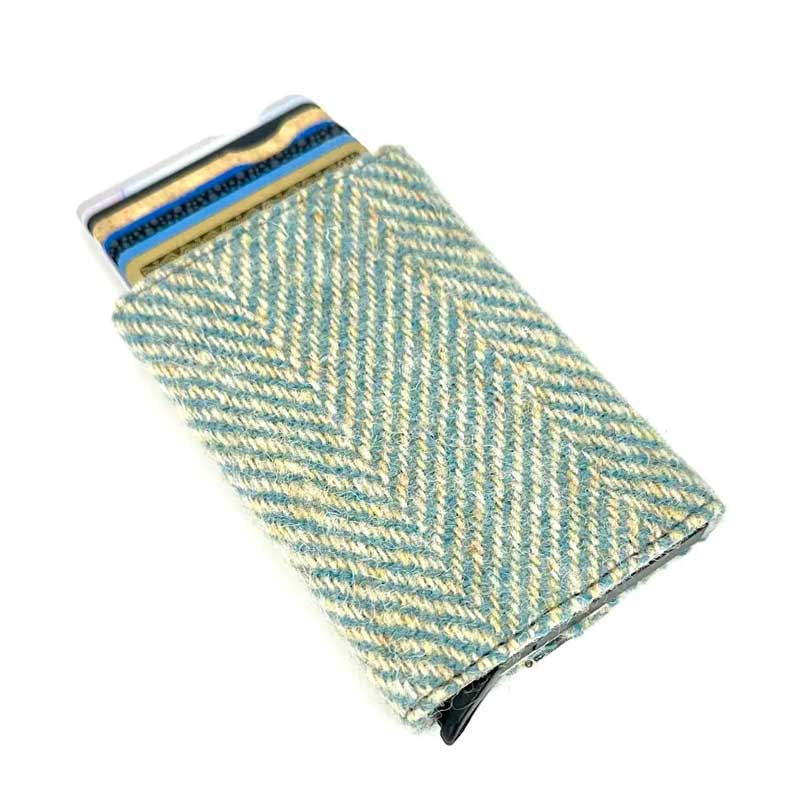 Harris_Tweed_Pop_Up_Card_Holder_In_Turquoise_Herringbone