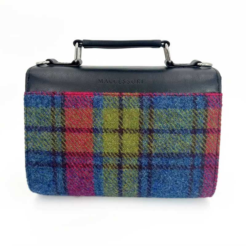 Harris Tweed Mini Day Bag In Blue/Pink Check - Afbeelding 4