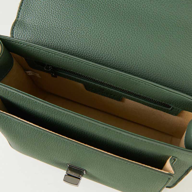 Harris Tweed Clutch, The Leather Medium Satchel, Islander, Dark Green Herringbone - Afbeelding 6