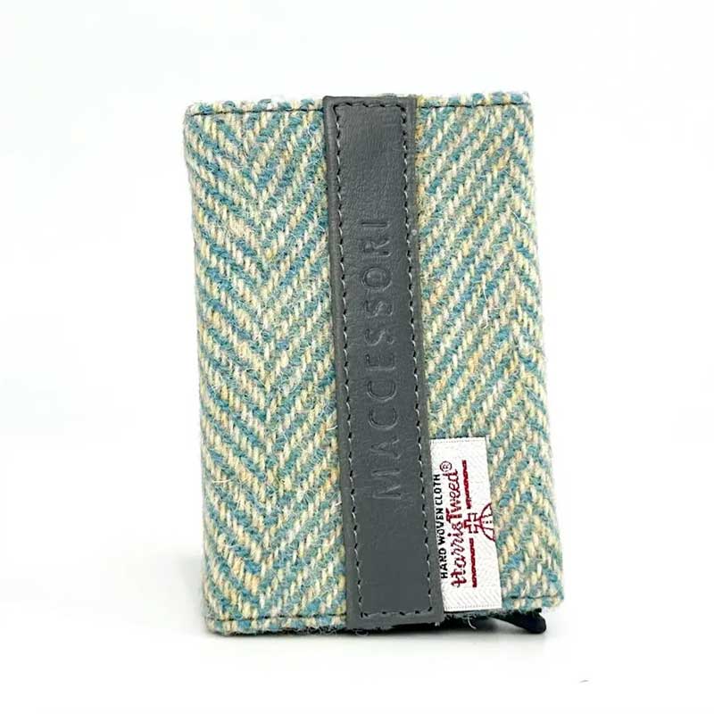 Harris Tweed Pop Up Card Holder In Turquoise Herringbone - Afbeelding 5