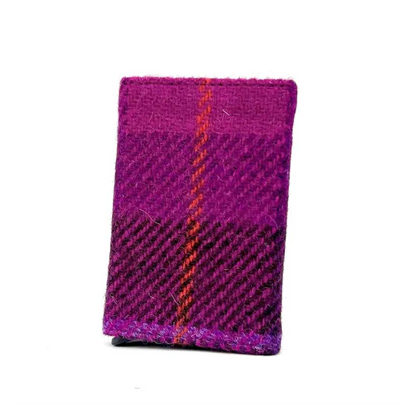 Harris Tweed Pop Up Card Holder In Purple Check - Afbeelding 4