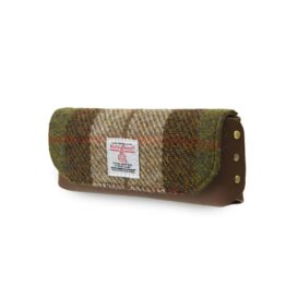 Harris Tweed Leather Glasses Case Cheatnut Tartan