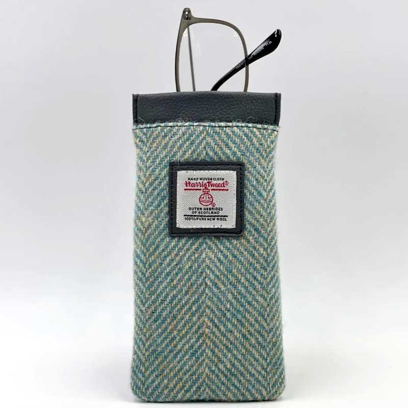 Harris_Tweed_Glasses_Sleeve_in_Turquoise_Herringbone