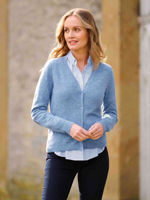 Merino Vest The Cardigan Met Harris Tweed Details Blue