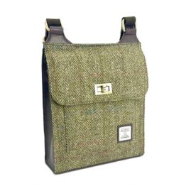 Harris Tweed Satchel Bag In Country Green