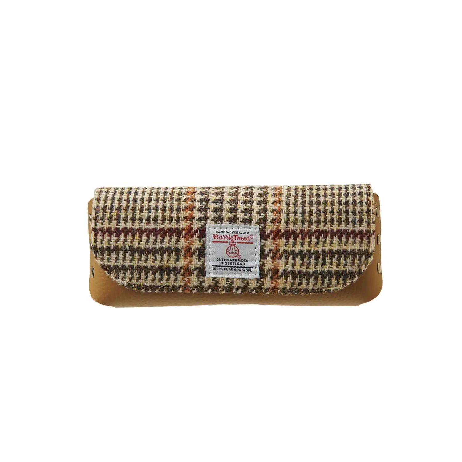 Harris_Tweed_Leather_Glasses_Case_Beige_Dogtooth