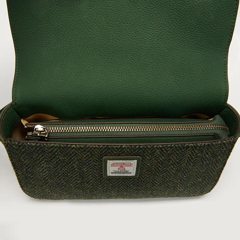 Harris Tweed Clutch, The Caithness, Islander, Dark Green Herringbone - Afbeelding 5
