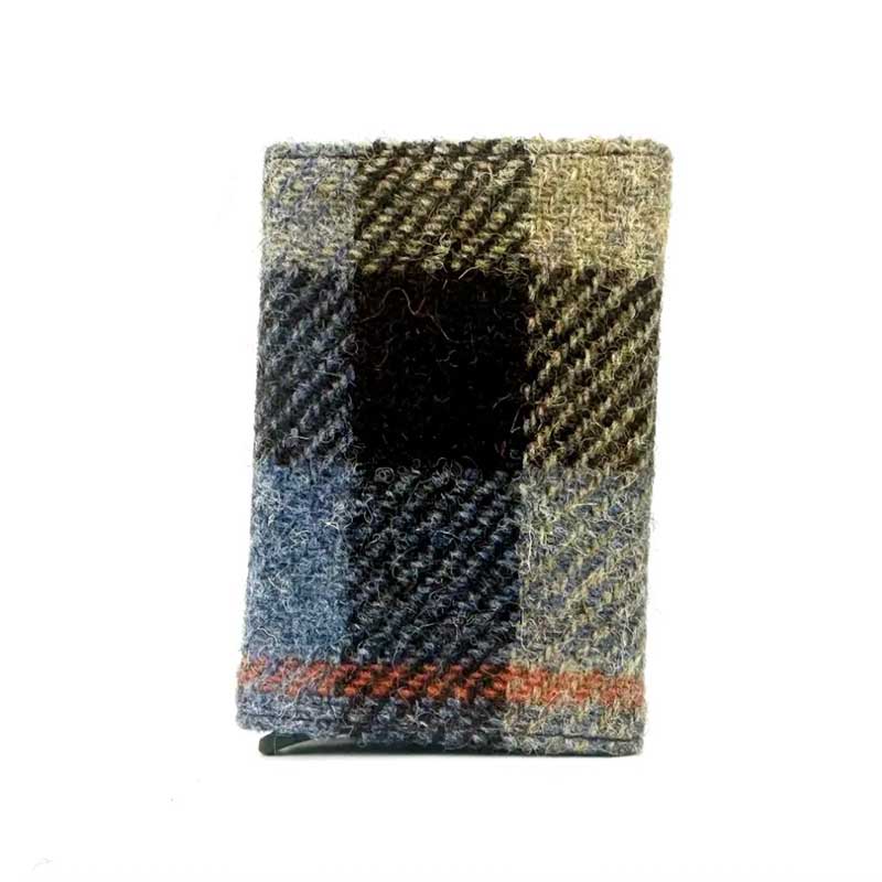 Harris Tweed Pop Up Card Holder In Blue/Brown Check - Afbeelding 3