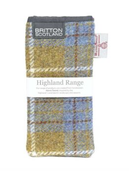 Harris Tweed Highland Range Glasses Case Mustard Plaid