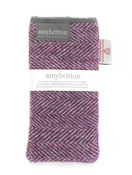 Harris Tweed Landscape Glasses Case Heather Purple