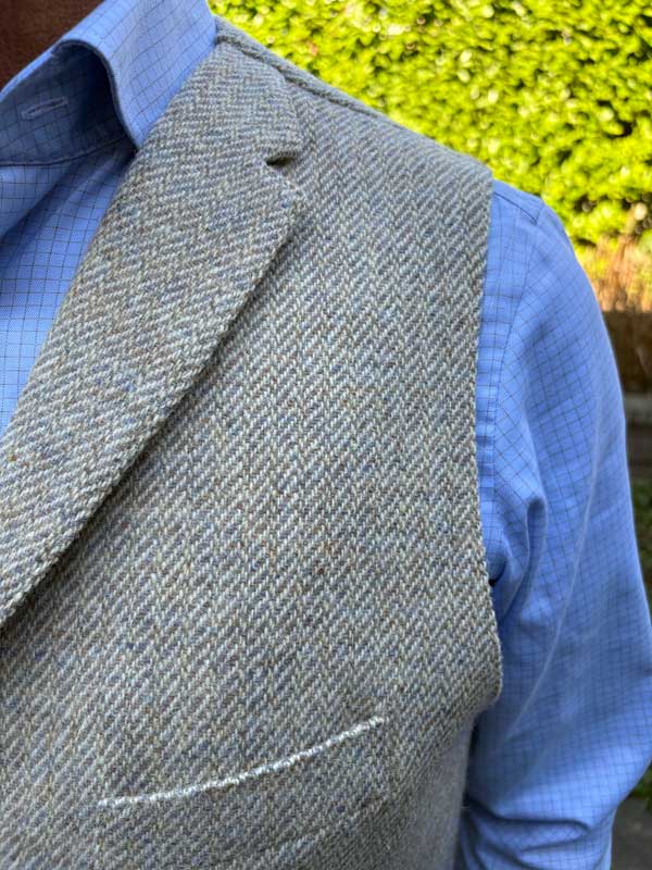 Harris Tweed Vestje Met Revers Wales in Cream Tweed - Afbeelding 3