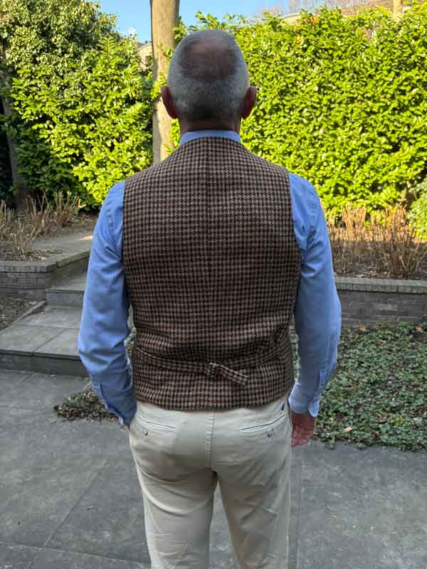 Harris Tweed Vestje Wales Met Revers In Country Houndstooth - Afbeelding 2