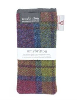 Harris Tweed Highland Range Glasses Case Purple Multi Plaid