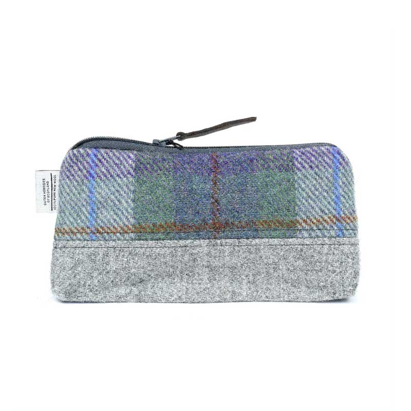 Harris Tweed Highland Range Cosmetic Bag Blue Green Plaid - Afbeelding 3