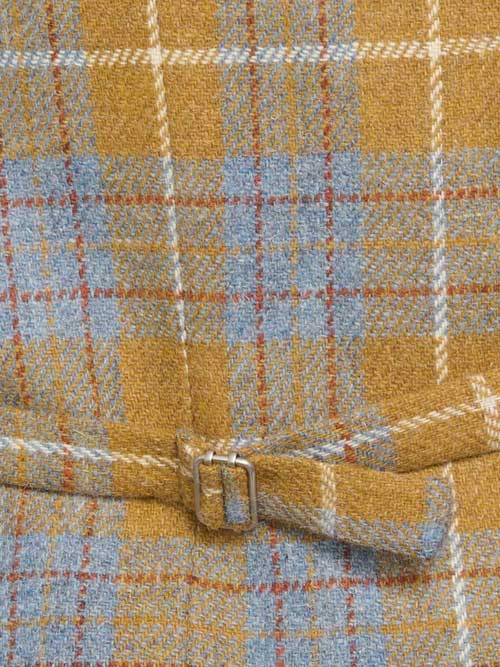 Harris Tweed Vestje "Wales" Met Revers In Amber Check - Afbeelding 3
