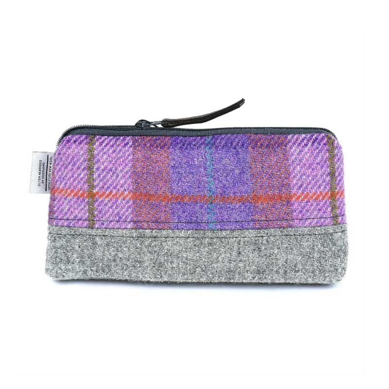 Harris Tweed Highland Range Cosmetic Bag Pink Lavender Plaid - Afbeelding 3
