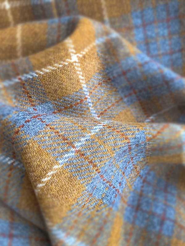 Harris Tweed Vestje "Wales" Met Revers In Amber Check - Afbeelding 8