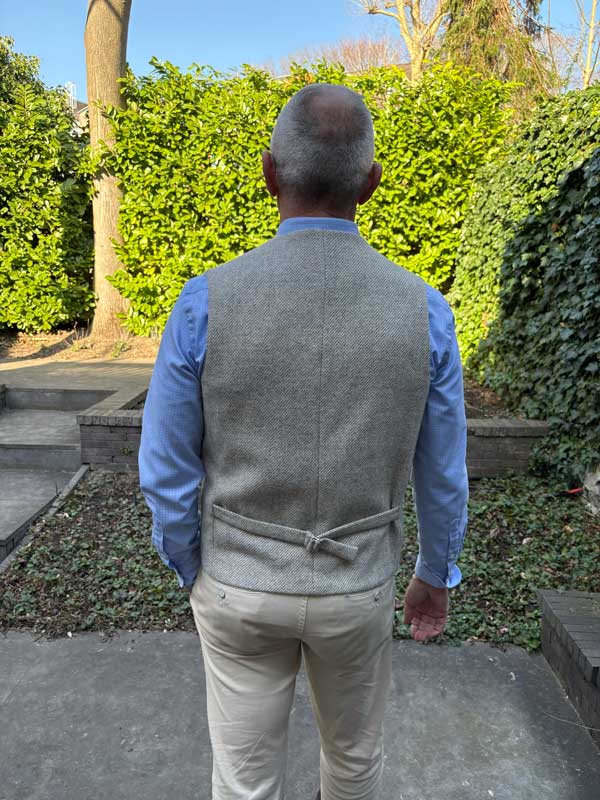 Harris Tweed Vestje Met Revers Wales in Cream Tweed - Afbeelding 2