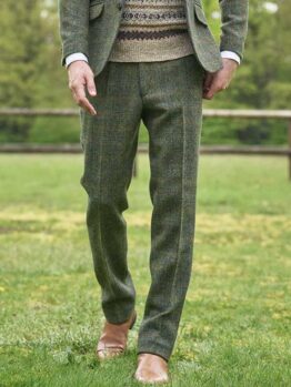 Harris Tweed Pantalon Mr Miller In Oliv Blue OverCheck