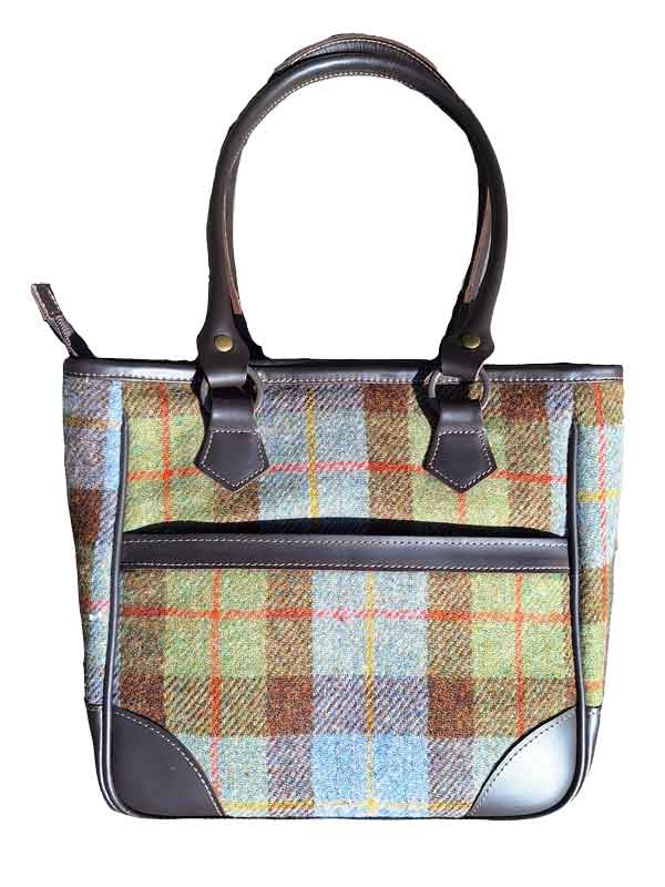 Harris Tweed Shire Long Handled Bag - Green Blue Check - Afbeelding 2