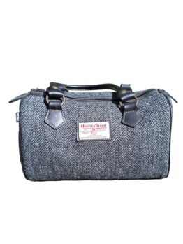 Harris Tweed Barrel Bag Charcoal Herringbone