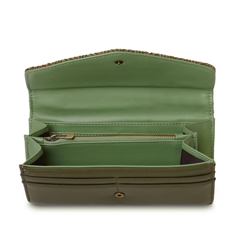 Harris Tweed Portemonnee, The Large Clasp, Chestnut Herringbone - Afbeelding 4