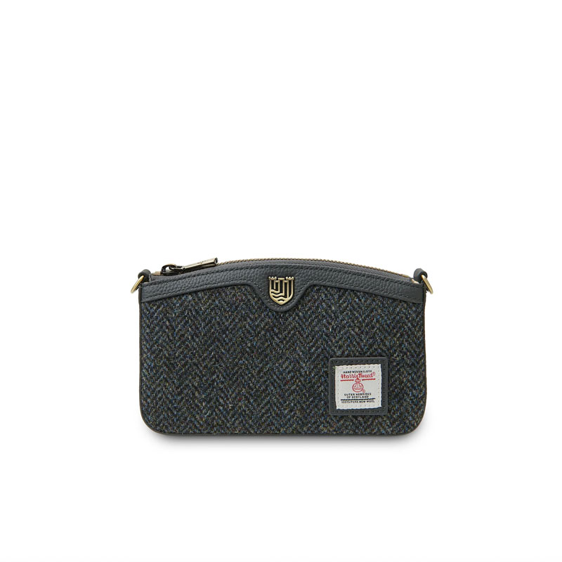 Harris Tweed Shoulder Bag, The Ailsa, Black & Grey Herringbone - Afbeelding 2