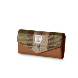 Harris Tweed Portemonnee, The Large Clasp, Chestnut Tartan