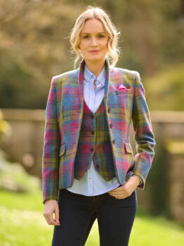 Harris Tweed Dames Blazer LadiesClub In Candy Check