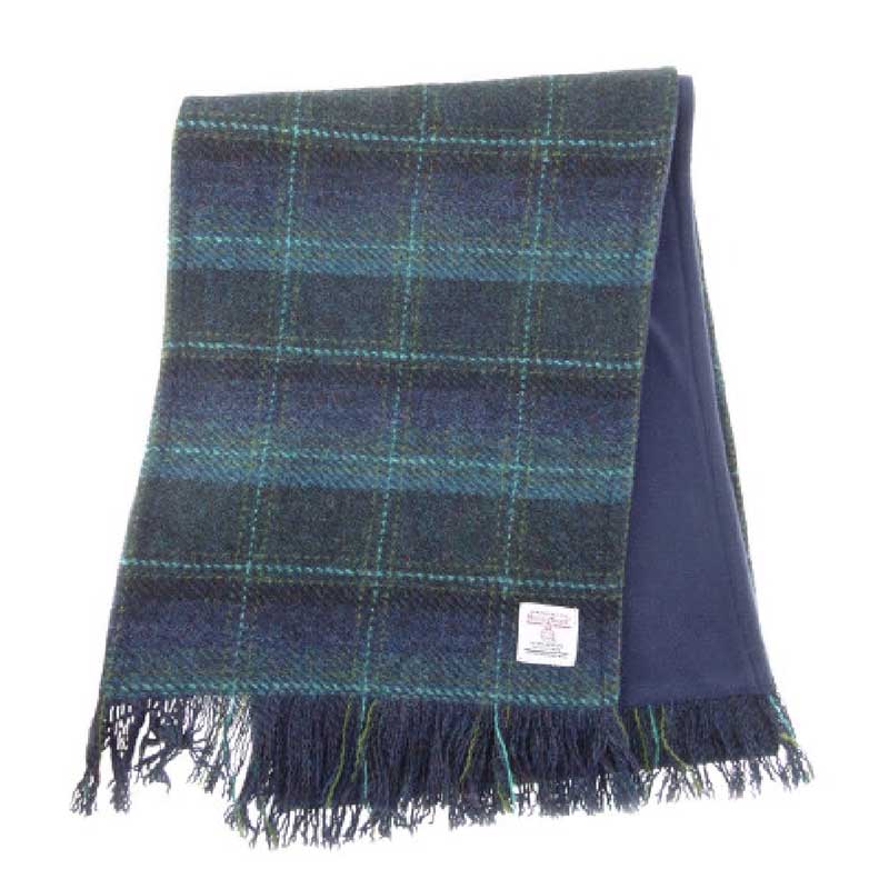 _Blue_with_Turquoise_Overcheck_Harris_Tweed_Scarf