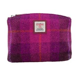 Harris Tweed Cosmetic Bag In Purple Check