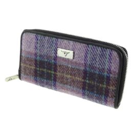 Harris Tweed 'Staffa' Portemonnee In Pink & Lila check