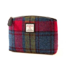 Harris Tweed Cosmetic Bag In Blue/Pink Check