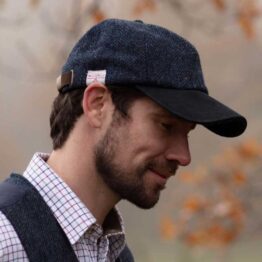 Harris Tweed Brungton Baseball Cap Midnight Blue