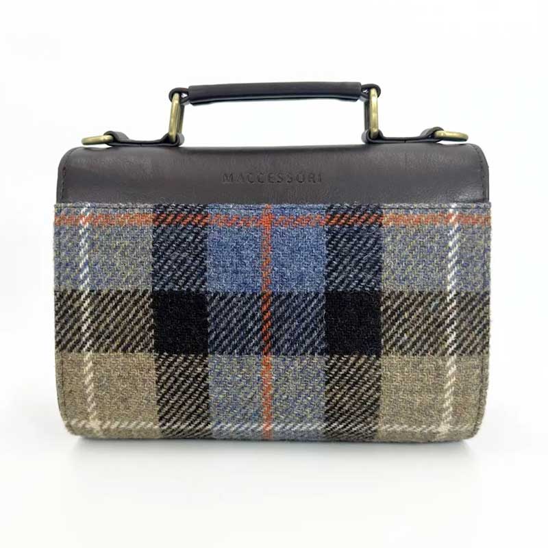 Harris Tweed Mini Day Bag In Blue/Brown Check - Afbeelding 4