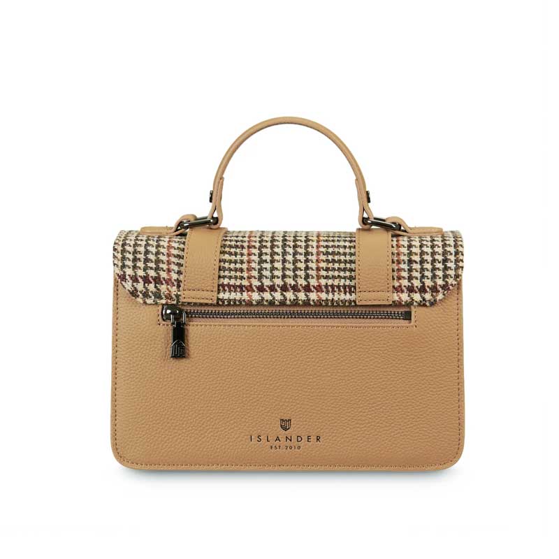 Harris Tweed Clutch, The Leather Medium Satchel, Islander, Beige Dogtooth - Afbeelding 3