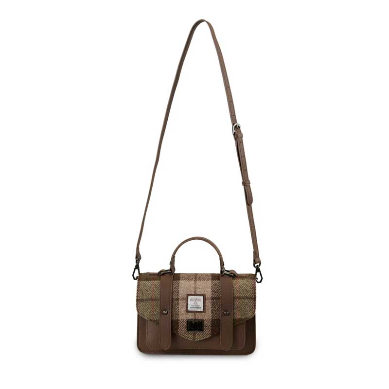 Harris Tweed Clutch, The Leather Medium Satchel, Islander, Chestnut Tartan - Afbeelding 7