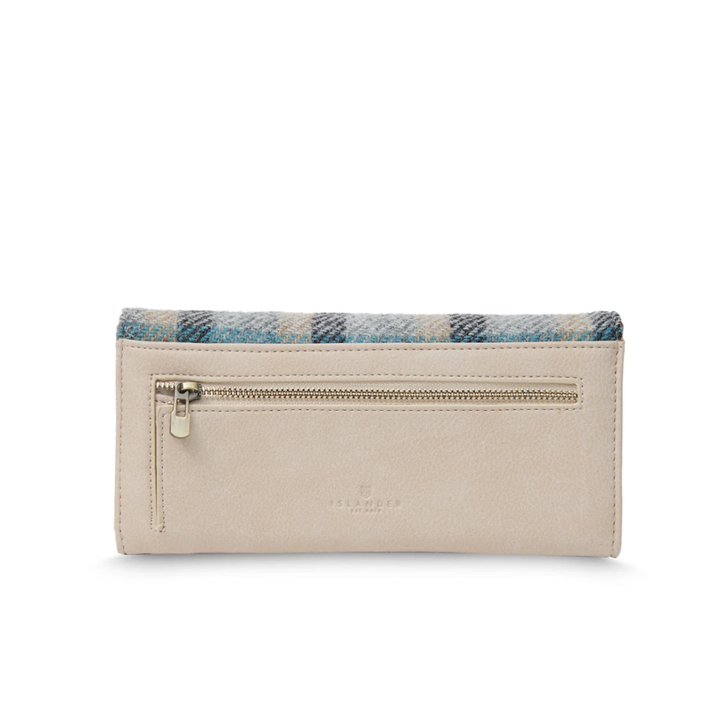 Harris Tweed Portemonnee, The Large Clasp, Navy Beige Tartan - Afbeelding 3