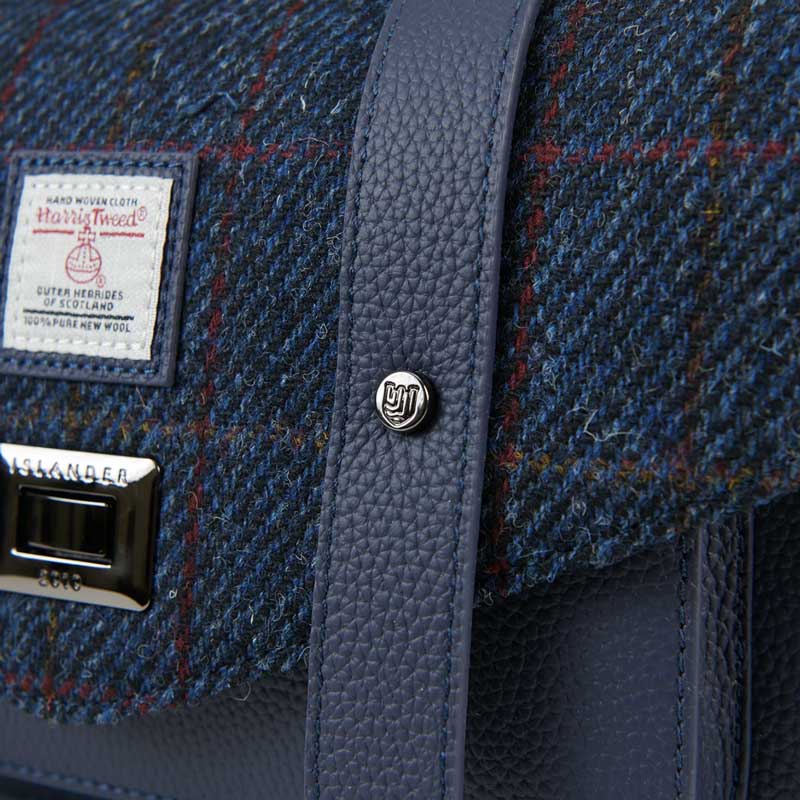 Harris Tweed Clutch, The Leather Medium Satchel, Islander, Navy Overcheck - Afbeelding 4